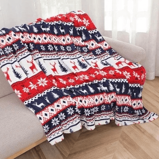 Gruby Koc Świąteczny Miękki Narzuta 2 Poszewki Ciepły na Prezent 160x200 cm 27