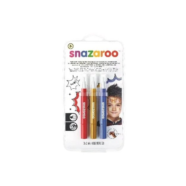 Snazaroo - Make-up color brush paint - red/gold/blue (3 pcs) (791062)