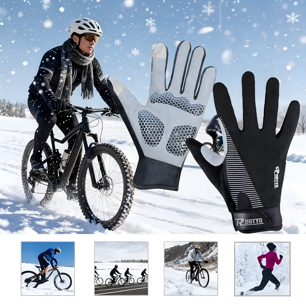 Pilna pieskāriena ziemas sporta riteņbraukšanas cimdi skriešanas velosipēdam XL