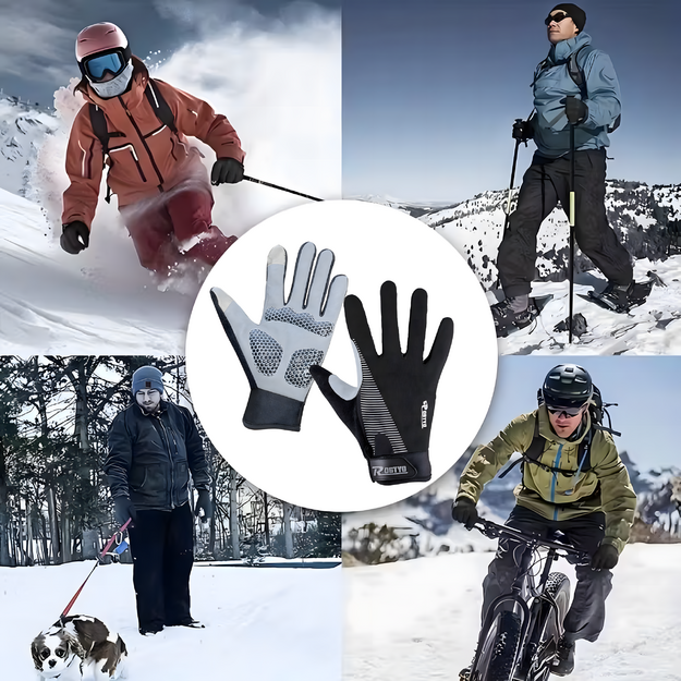 Pilna pieskāriena ziemas sporta riteņbraukšanas cimdi skriešanas velosipēdam XL