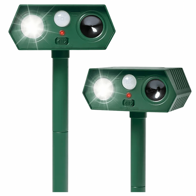 Ultragarsinis saulės energija varomas gyvūnų atbaidiklis šunims, šernams, judesio jutiklis, 2 vnt.