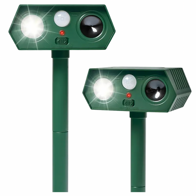 Ultraskaņas saules enerģijas dzīvnieku atbaidītājs suņiem, mežacūkām, kustību sensors 2 gab.