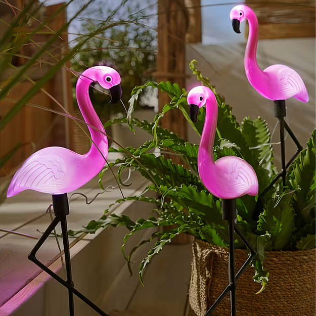 3x Saules Dārza Lampas Dekoratīvas Flamingo LED Dekorācijas