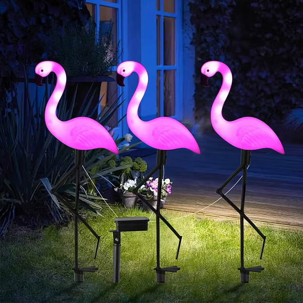 3x Saules Dārza Lampas Dekoratīvas Flamingo LED Dekorācijas