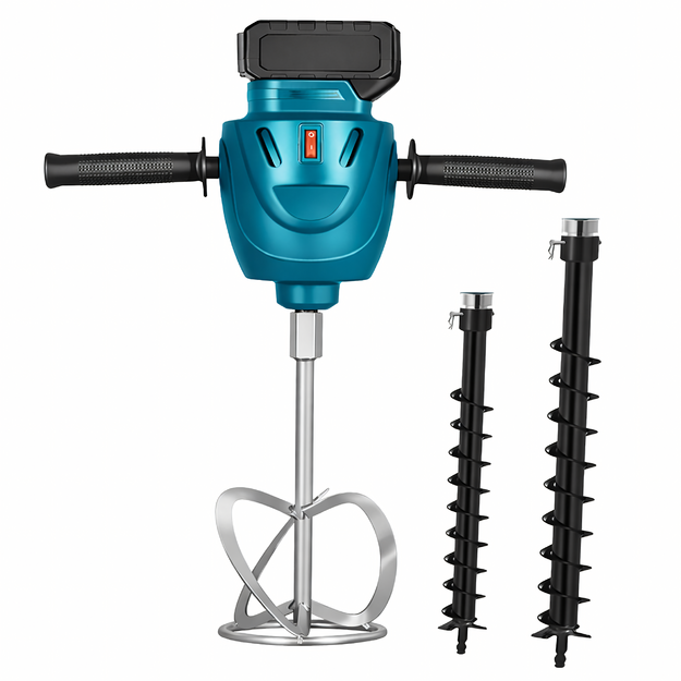 Akumulatora urbis zemei, augsnei, javai, mikseris-urbjmašīna, 2x akumulatori