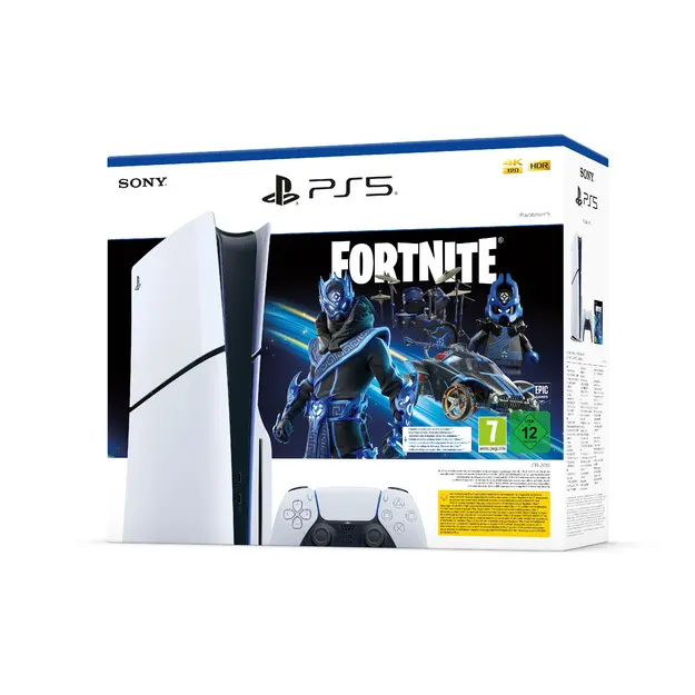 PS5 Console 1TB Standard Slim White Cobalt Star Fortnite Bundle