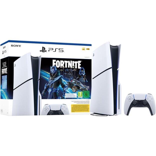 PS5 Console 1TB Standard Slim White Cobalt Star Fortnite Bundle