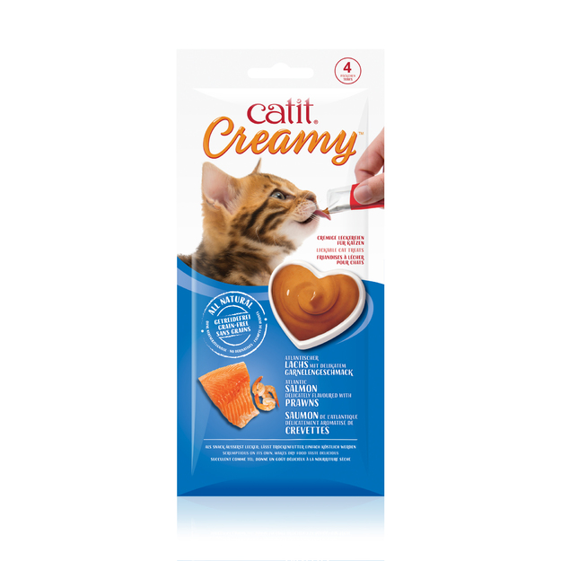 Catit - Creamy Premium Treat for Cats - Salmon with Prawns - 4x10g