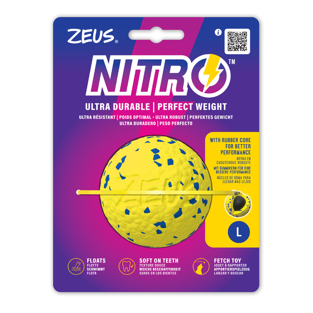 Zeus Nitro - Weighted Ball - Yellow and Blue - Large, Ø7.6cm