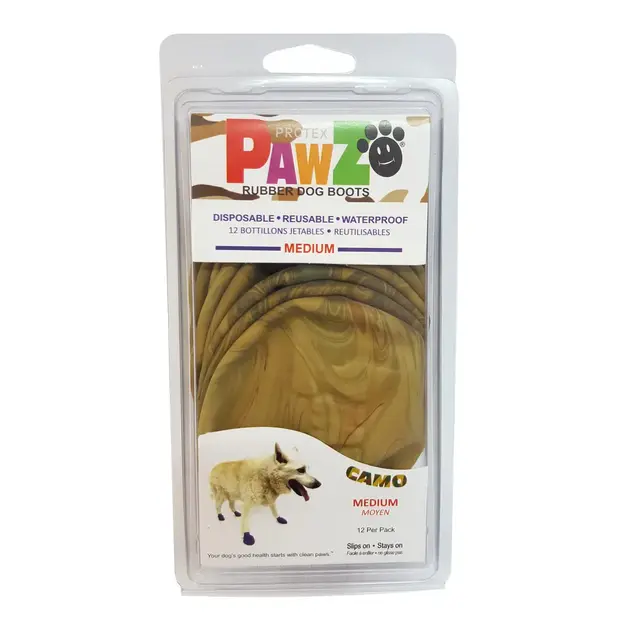 PawZ - Rubber Dog Boots - camouflage - M - 12 pcs