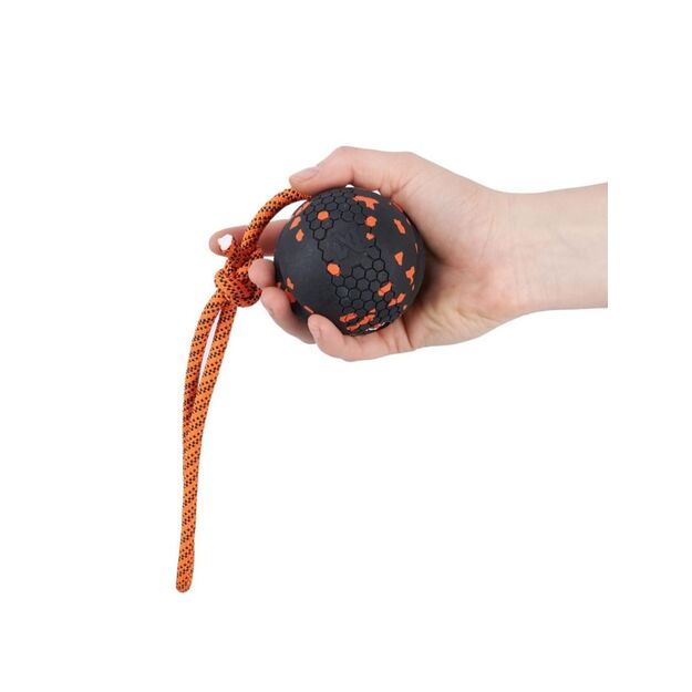 Non-Stop - Ball with rope - Orange/black - 6cm