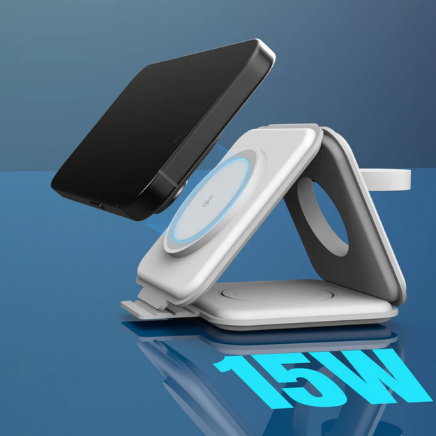 J5create - Qi2 3-In-1 Magnetic Travel Wireless Charging Station