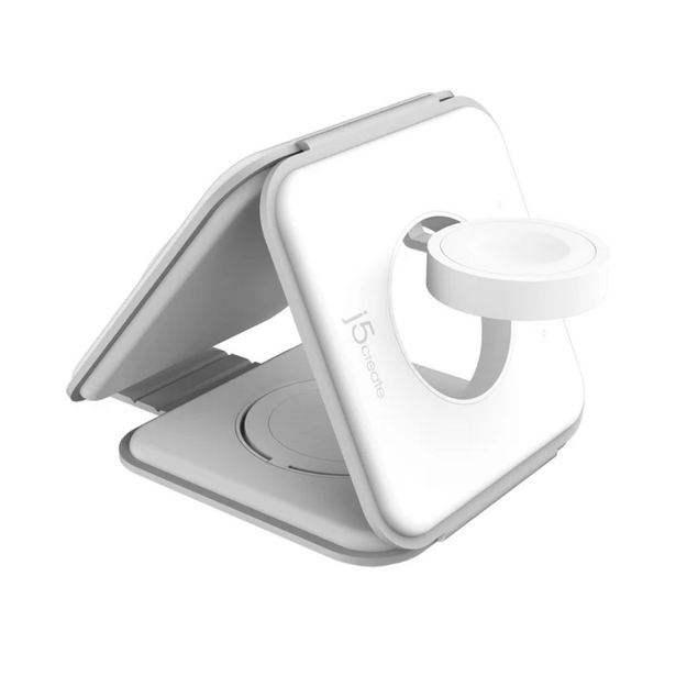 J5create - Qi2 3-In-1 Magnetic Travel Wireless Charging Station
