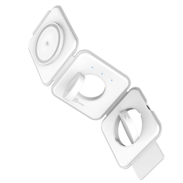 J5create - Qi2 3-In-1 Magnetic Travel Wireless Charging Station