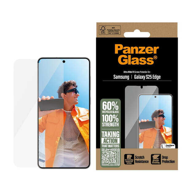 PanzerGlass - Screen Protector Samsung S25 Edge - Ultra-Wide Fit