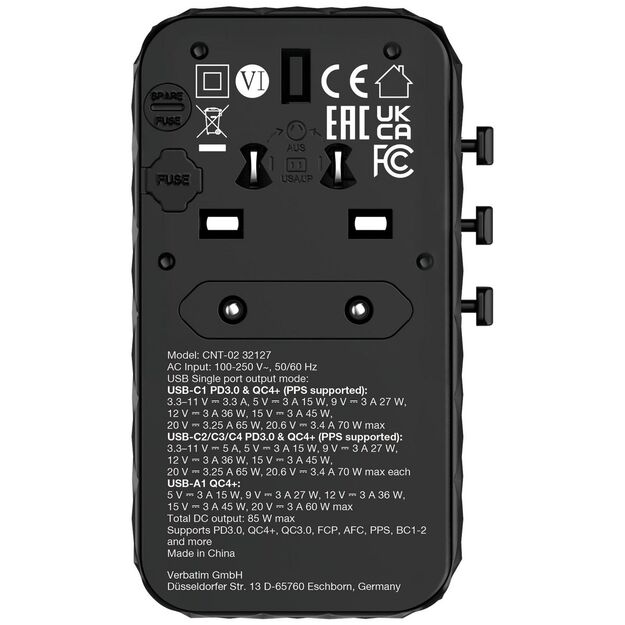 Verbatim - Charge 'n' Travel Diamond 85W Retractable Cable CNT-02