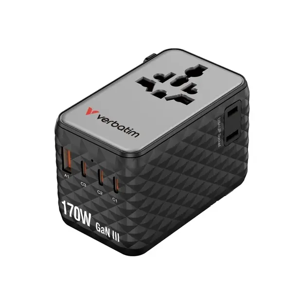 Verbatim - Charge N Travel 170W Universal Travel Adapter Black