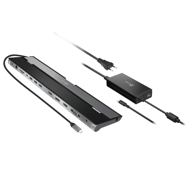 J5create - USB-C Triple Display Docking Station With 100W PD Adapter - EU