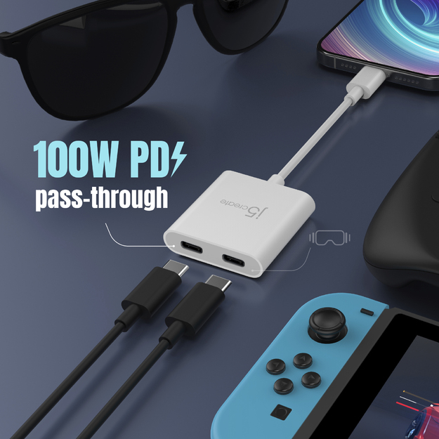 J5create - USB-C To Dual USB-C With Video Or Power Delivery