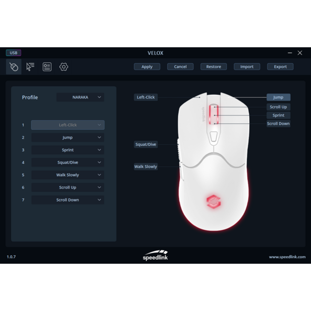 Speedlink - VELOX Rechargeable RGB Wireless Gaming Mouse - White