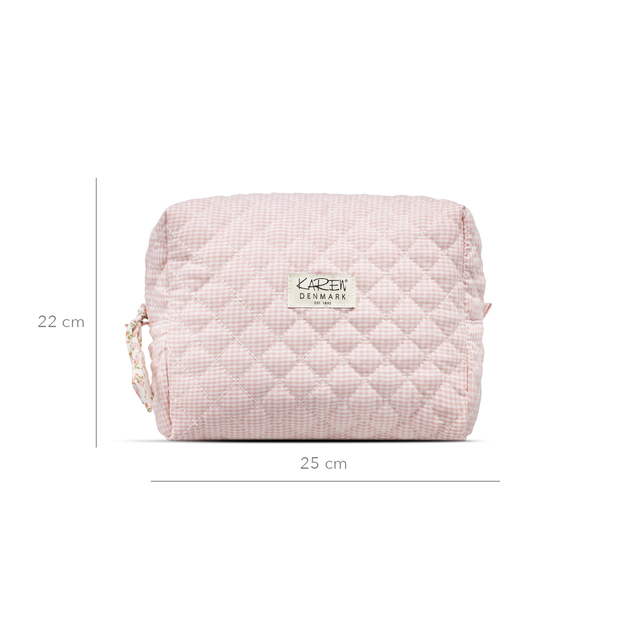 Karen - Large toiletry bag - Pink-checkered quilt