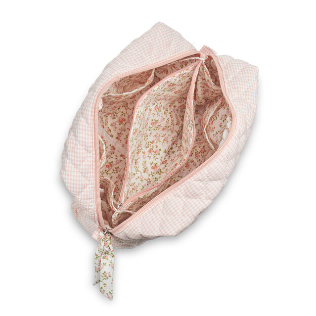 Karen - Large toiletry bag - Pink-checkered quilt