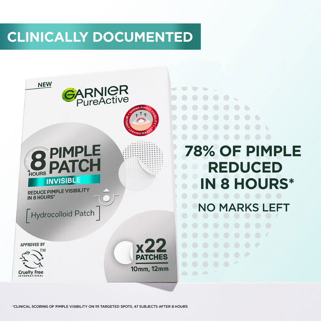 Garnier - PureActive Invisible Pimple Patch for impure skin - 22 pc - 10mm and 12mm
