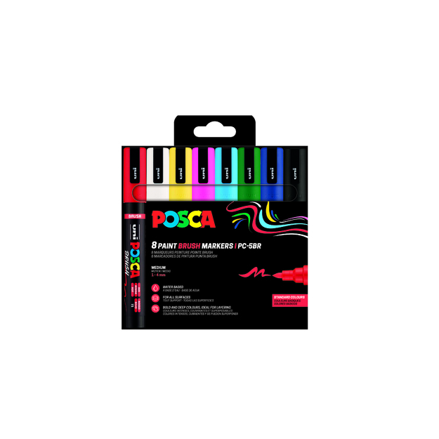 Posca - Brush PC-5BR set, 8 pcs (401676)