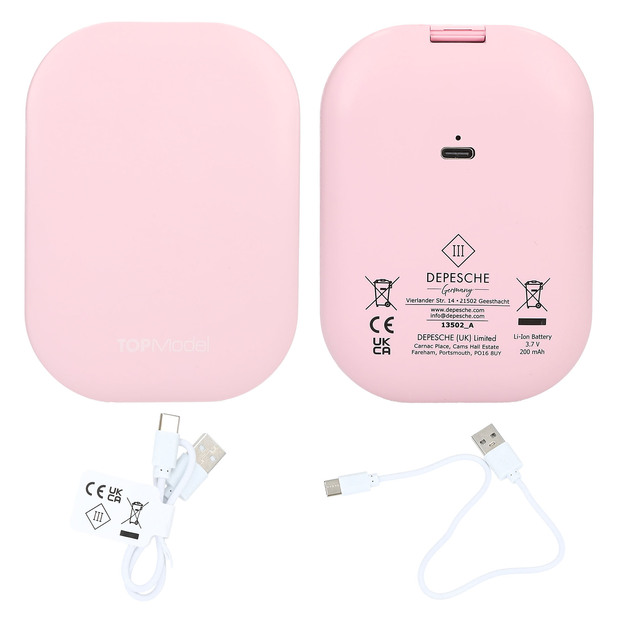 TOPModel - Foldable Pocket Mirror with LED - pink