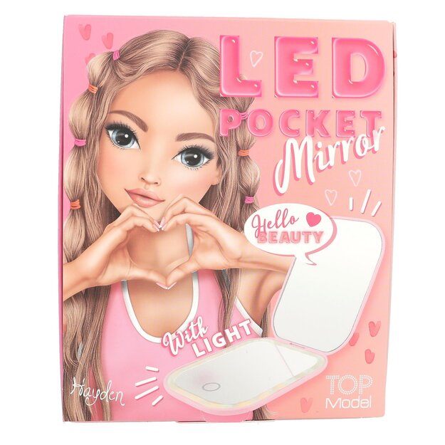TOPModel - Foldable Pocket Mirror with LED - pink