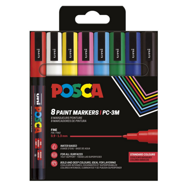 Posca - Fine Tip Pen - Basic Colors, 8 pc (401659)