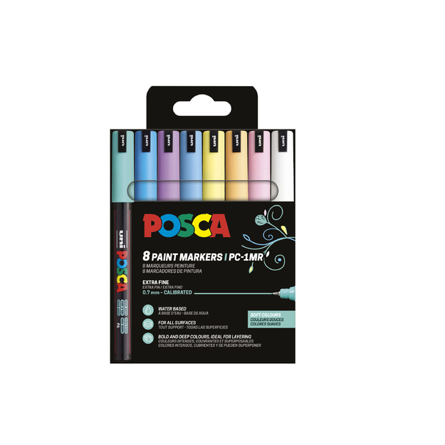 Posca - Soft Colors, Extra Fine Tip Pen, 8 pc (401673)