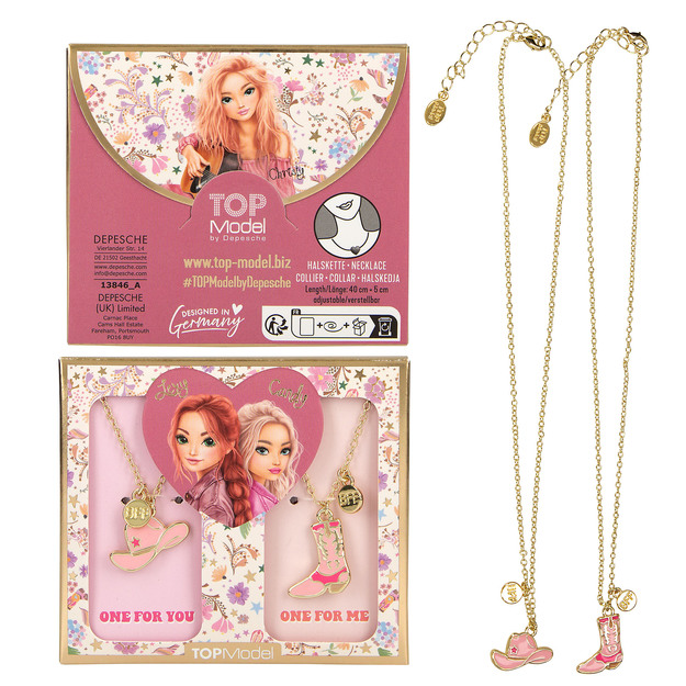 TOPModel - BFF Necklace With Boots and Hat COWGIRL - Pink, Purple