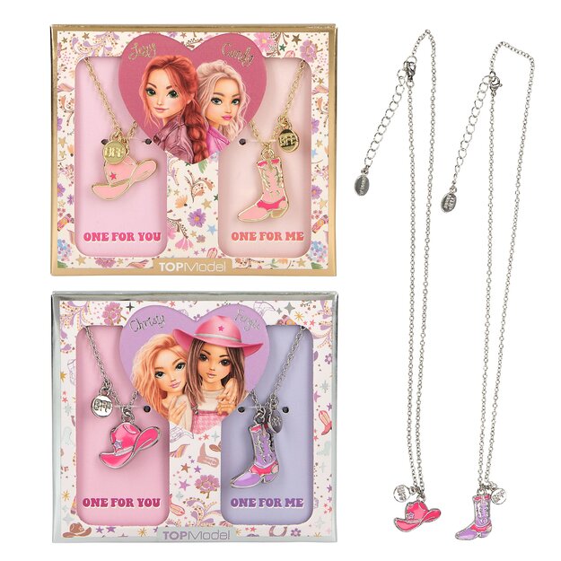 TOPModel - BFF Necklace With Boots and Hat COWGIRL - Pink, Purple