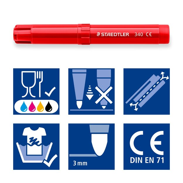 Staedtler - Jumbo fibre-tip pen box, Noris - 44pcs (340 C144)