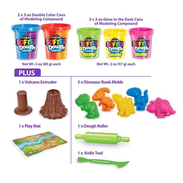 Cra-Z-Art - Softee Dough Dino Neon Dough Set (CRDOUGH11)