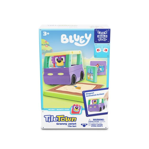 Tile Town - Bluey Magnetiske Mini Legesæt - Granny Janet  Tile Set