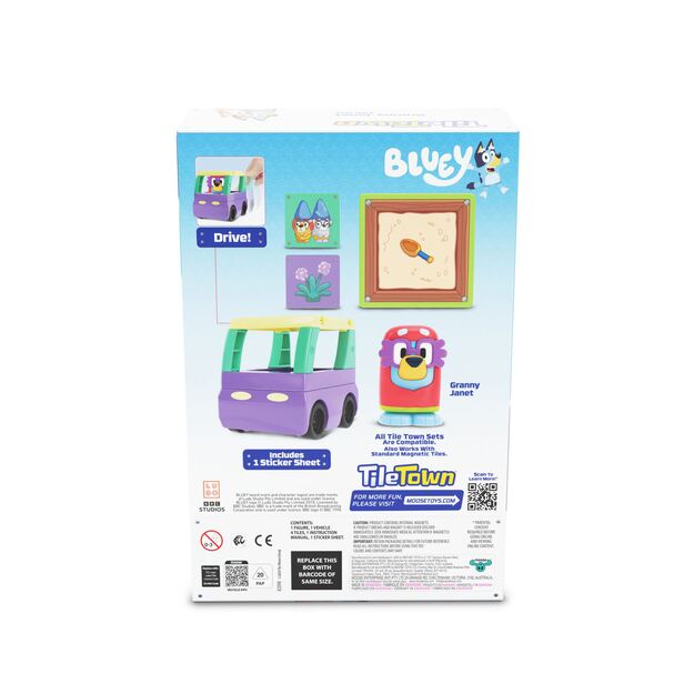 Tile Town - Bluey Magnetiske Mini Legesæt - Granny Janet  Tile Set