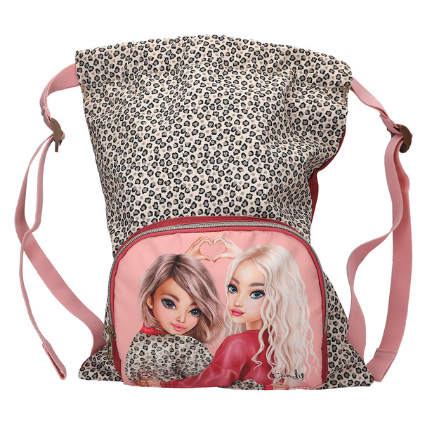TOPModel - Draw Sack LEOHEART - Leopard Print/Berry Red/Pink