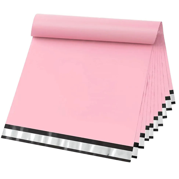 Rozā kurjera polietilēna maisiņi ar rokturi 260x350+70 50 gab.