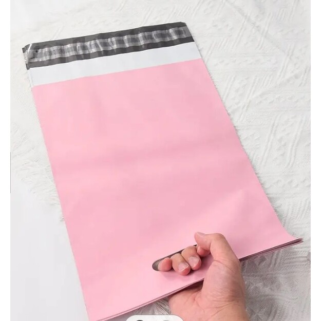 Rozā kurjera polietilēna maisiņi ar rokturi 260x350+70 50 gab.