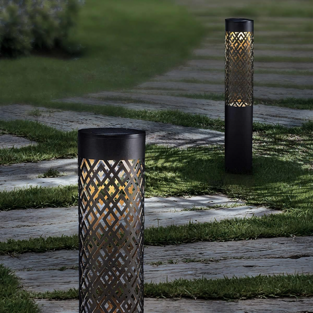 Saulės energija varomas sodo šviestuvas, stulpas, 71 cm, dekoratyvinis žibintas, 2 vnt.