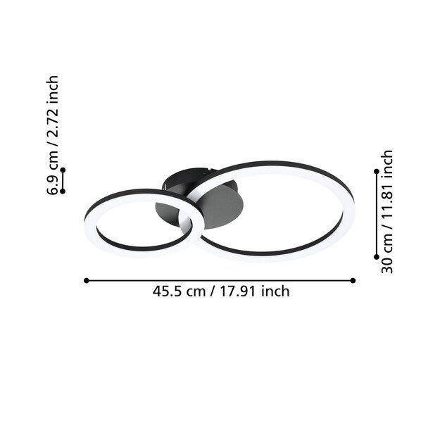 EGLO - Paranday-Z ceiling lamp w/circles black 44.5x30 - TW - Zigbee, Bluetooth 2