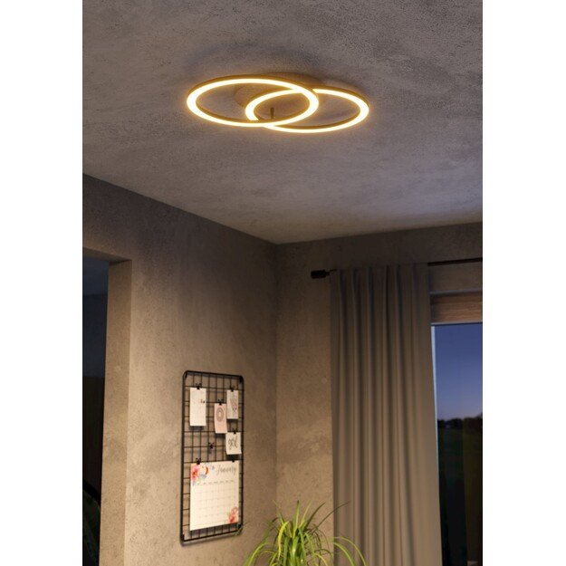 EGLO - Lomaltas-Z ceiling lamp black and oak 35x58 - TW - Zigbee, Bluetooth 5