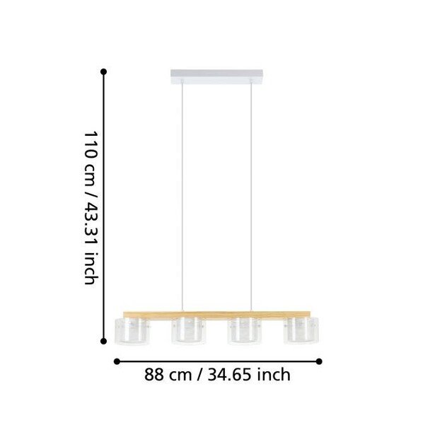 EGLO - Portico-Z long table pendant natural and clear L88 - RGB + TW - Zigbee, Bluetooth 3