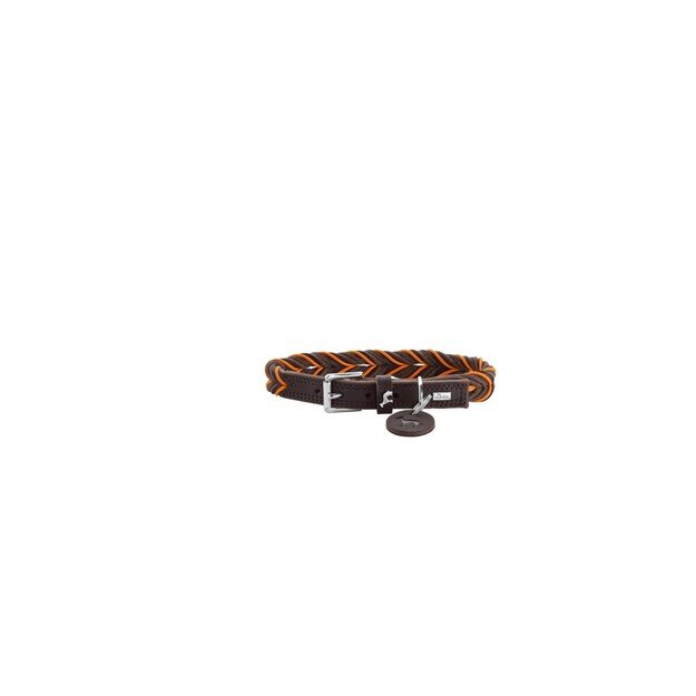 Hunter - Dogcollar Solid Education Cord M (55), dark brown/orange - (69318)