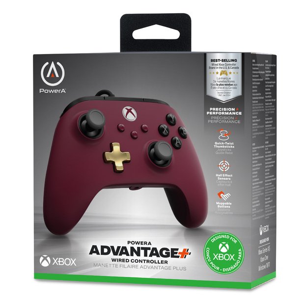 PowerA - Advantage Plus Wired Controller - Ruby - Red/Black 4