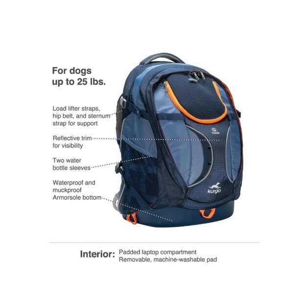 KURGO - Backpack G-Train K9, Color Navy - (729849174740)