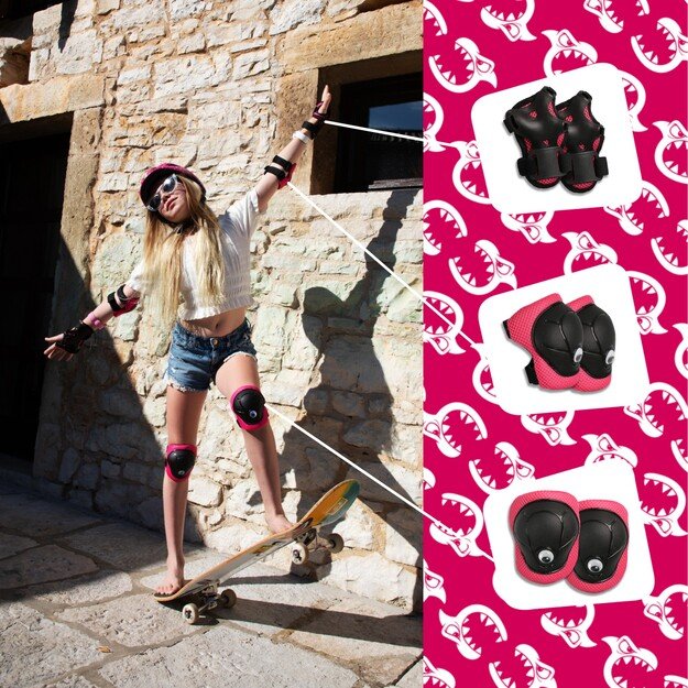 Crazy Safety - Pink Safety Gear Set for Kids for Bike, Skateboard, BMX, Rollerblades & Scooter - (220107-10)