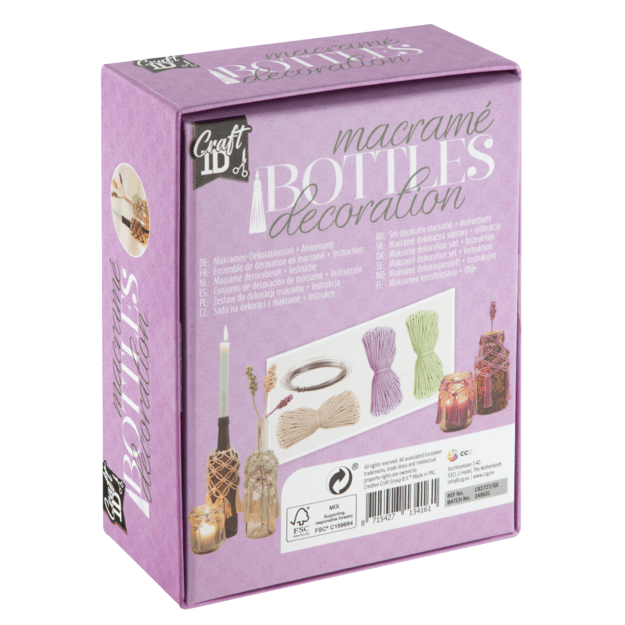 Craft ID - Macrame set bottle decoration with flowers (CR1727/GE) 1